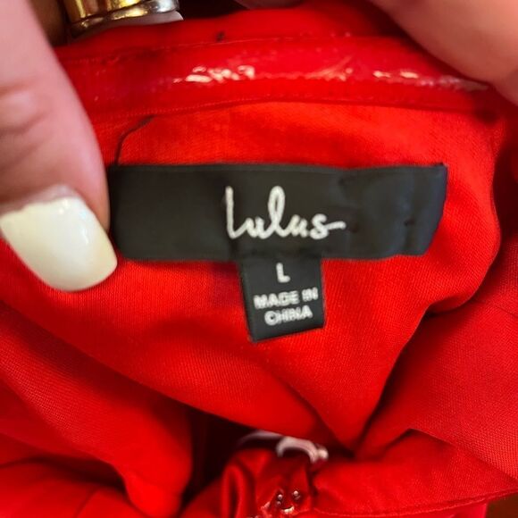 Lulus Red One Shoulder Side Ruched Gown sz L - Picture 4 of 6